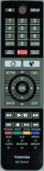 Replacement remote for Toshiba BDX5500 BDX5500KU