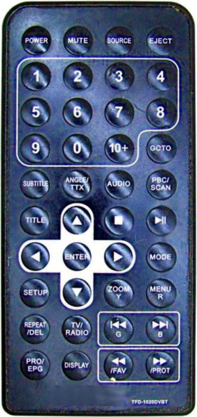 Replacement remote control for Dion TFD1020DVBT