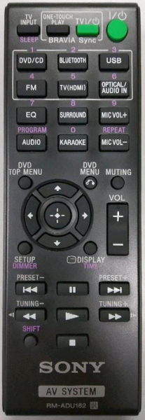 Replacement remote control for Sony DAV-DZ650