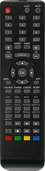 Replacement remote control for Sweex TV134