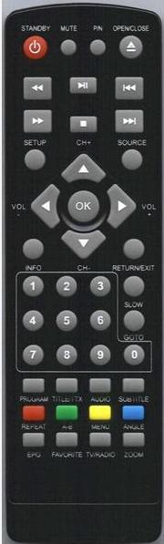 Replacement remote control for United DVBT9100