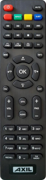 Replacement remote control for Axil RS-0762HD(V.2)
