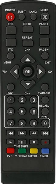 Replacement remote control for Meiq MPEG4DVB-TV