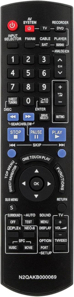 Replacement remote control for Panasonic N2QAKB000069