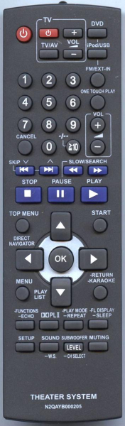 Replacement remote control for Panasonic N2QAYB000209