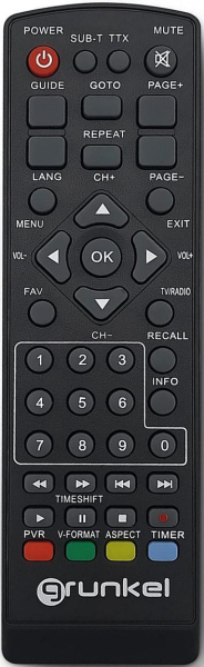 Control remoto de sustitución para Grunkel HDTV18T2