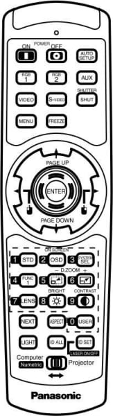 Replacement remote control for Panasonic PT-DG8000E