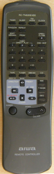 Replacement remote control for Aiwa MSX-540