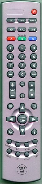 Replacement remote for White Westinghouse TX-52F480S VK-42F240S VD-2222 DW32H3D1