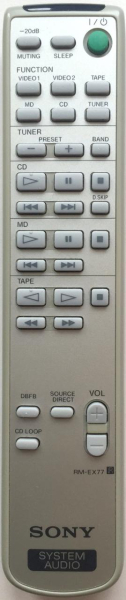 Replacement remote control for Sony MHC-EX66