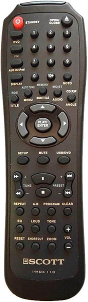 Replacement remote control for Scott I-MDX110