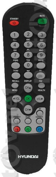 Replacement remote control for Hyundai H-TV2115SPF4B1