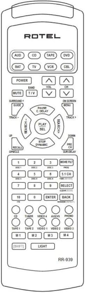 Control remoto de sustitución para Rotel RR-939B