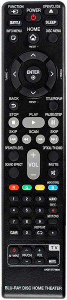 Replacement remote control for LG LHB655