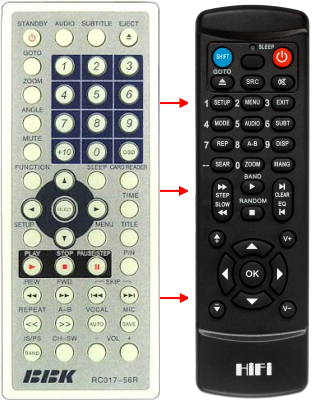Replacement remote control for Bbk RC017-56R