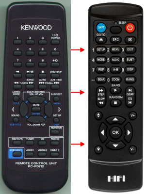 Replacement remote control for Kenwood VR-307