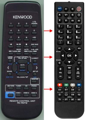 Ersatzfernbedienung für Kenwood VR-307 KRF-V7020D KRF-V8020D VR-357 VR-309 RC-R0712