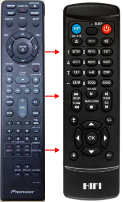 Replacement remote control for Pioneer XV-DV202