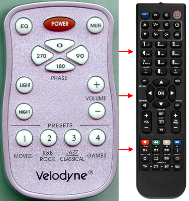 Replacement remote for Velodyne DEQ12R, SPL1200II, DEQ10R, SC600, DEQ10, SC1250