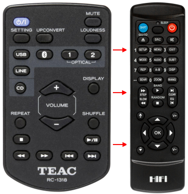 Replacement remote control for Teac/teak AI-101DA