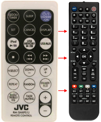 Replacement remote for JVC RMSNXPS1J, NXPS1, BI643NXPS105WX