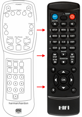 Replacement remote control for Harman Kardon HD990
