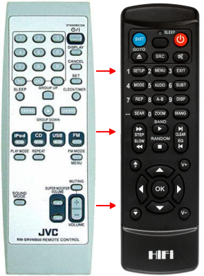 Erstatnings-fjernbetjening til  JVC RV-NB50