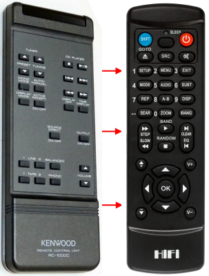 Replacement remote control for Kenwood L1000-D