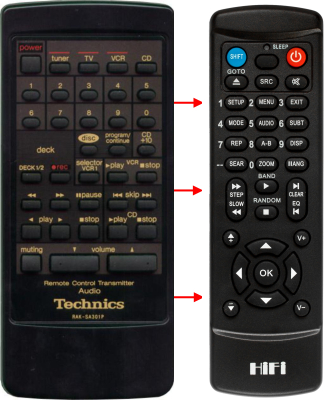 Replacement remote control for Technics SA-GX100