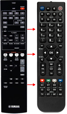 Replacement remote for Yamaha YHT497, RXV373, RAV463, ZA113500