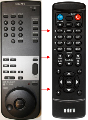 Replacement remote control for Sony RM-DX100CD
