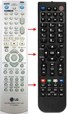 Replacement remote for LG 6711R1N203A, RC199H