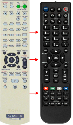 Replacement remote control for Sony RM-AAU006