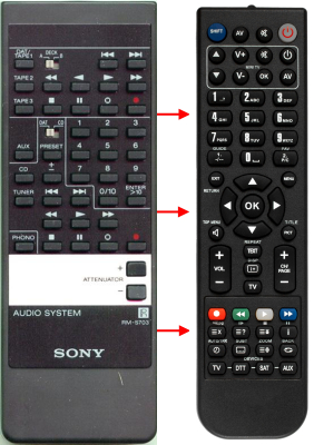 Replacement remote for Sony TAF808EF, 146580111, TAF707ES, TAF800ES