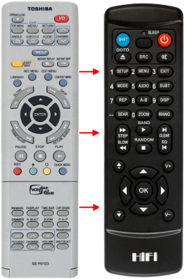 Replacement remote control for Toshiba SE-R0133