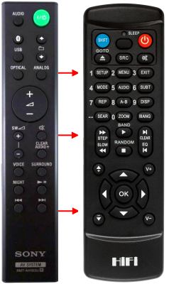 Replacement remote control for Sony SA-CT80