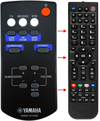 Controlo remoto de substituição para Yamaha FSR60 YAS-101 YAS-101BL ATS-1010