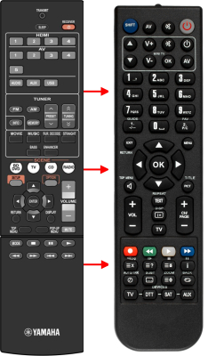 Replacement remote for Yamaha RAV521 RX-V377 RX-V377BL YHT-4910U