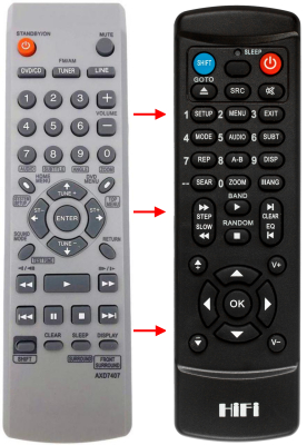 Replacement remote control for Pioneer XV-DV131