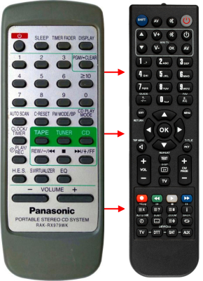 Replacement remote for Panasonic RXEX1, RAKRX979WK