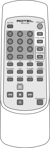 Replacement remote control for Rotel RR-AT92