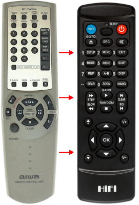 Replacement remote control for Aiwa CS-ND7