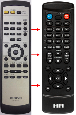 Replacement remote control for Onkyo RC-574DV