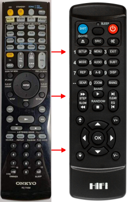Replacement remote control for Onkyo TX-NR807