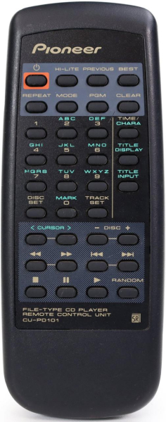 Replacement remote for Pioneer CUPD100, PWW1147, PDF908
