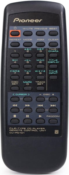 Replacement remote for Pioneer PD-F507, PD-F607, CU-PD090, PD-F907, CU-PD091