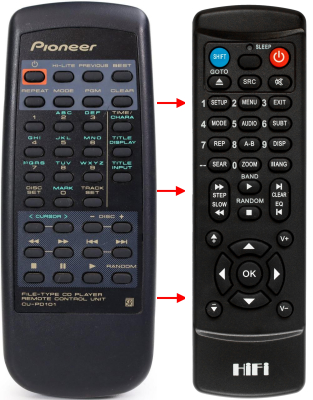 Replacement remote control for Pioneer CU-PD089