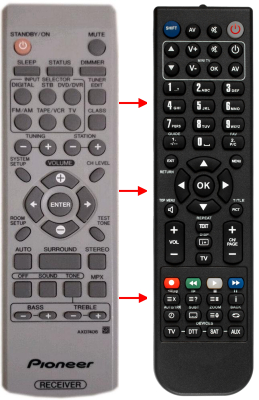 Replacement remote control for Pioneer AXD7406