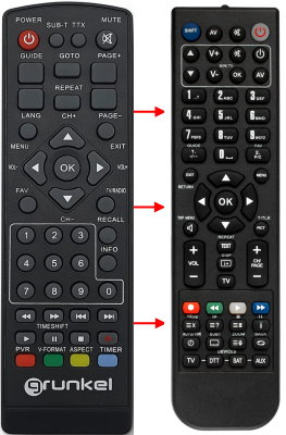 Replacement remote control for Grunkel HDTV18T2