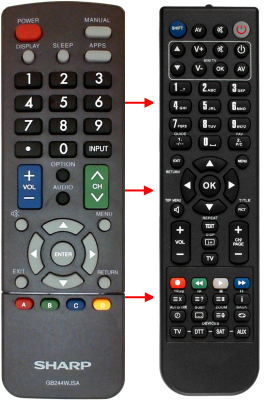 Replacement remote control for Sharp PN-UH601